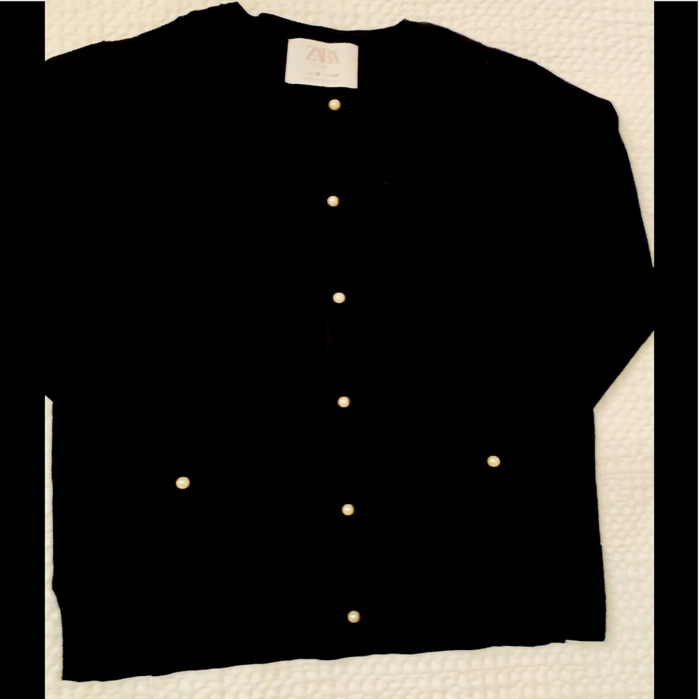 ZARA GIRLS CLASSIC CARDIGAN SWEATER BLACK